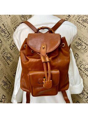 Gucci Backpack Bamboo Leather Brown